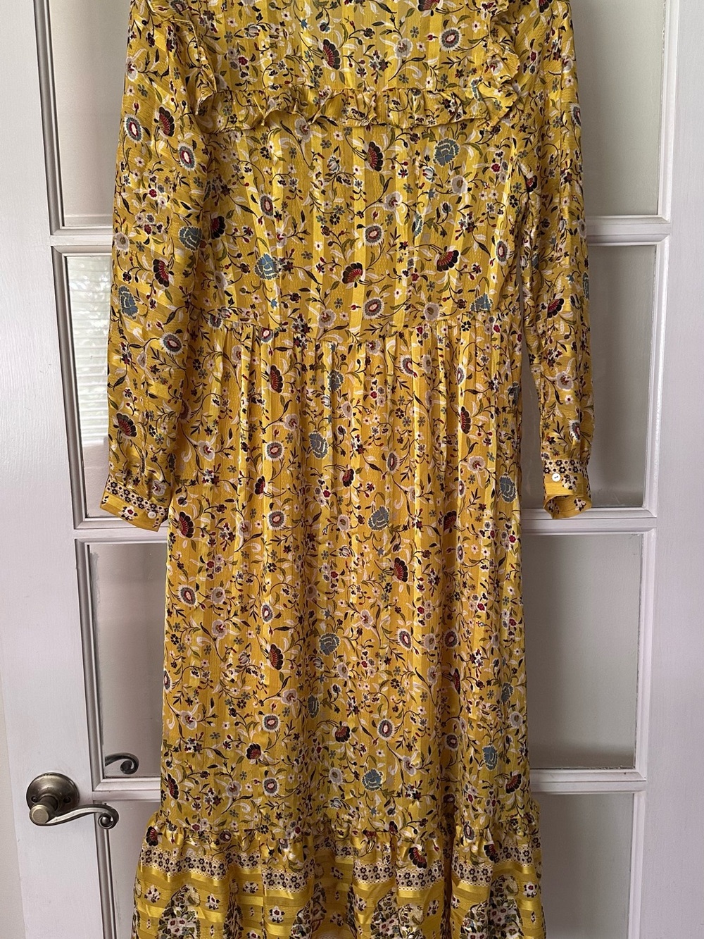 Zara Yellow Floral Ruffle-Neck Maxi Dress Size XS - Picture 3 of 13